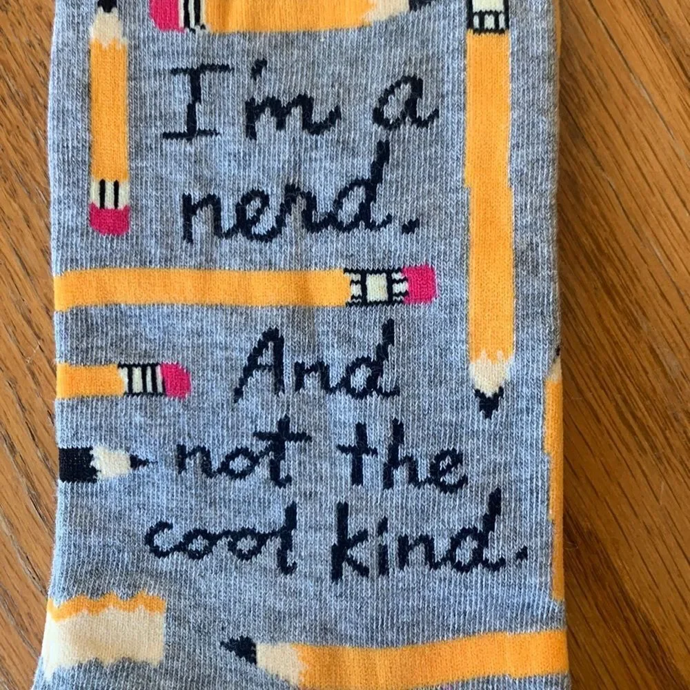 Socks Blue Q Women’s Cotton Crew Nerd Pencils School